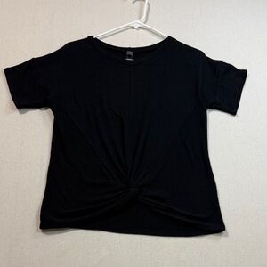 Alya Black Twist Front Short Sleeve Top